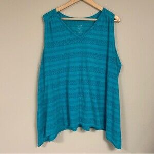 Teal Green Tank Top Women’s 2X Flowy Loose Fit Spring Summer Shirt Blouse Beach